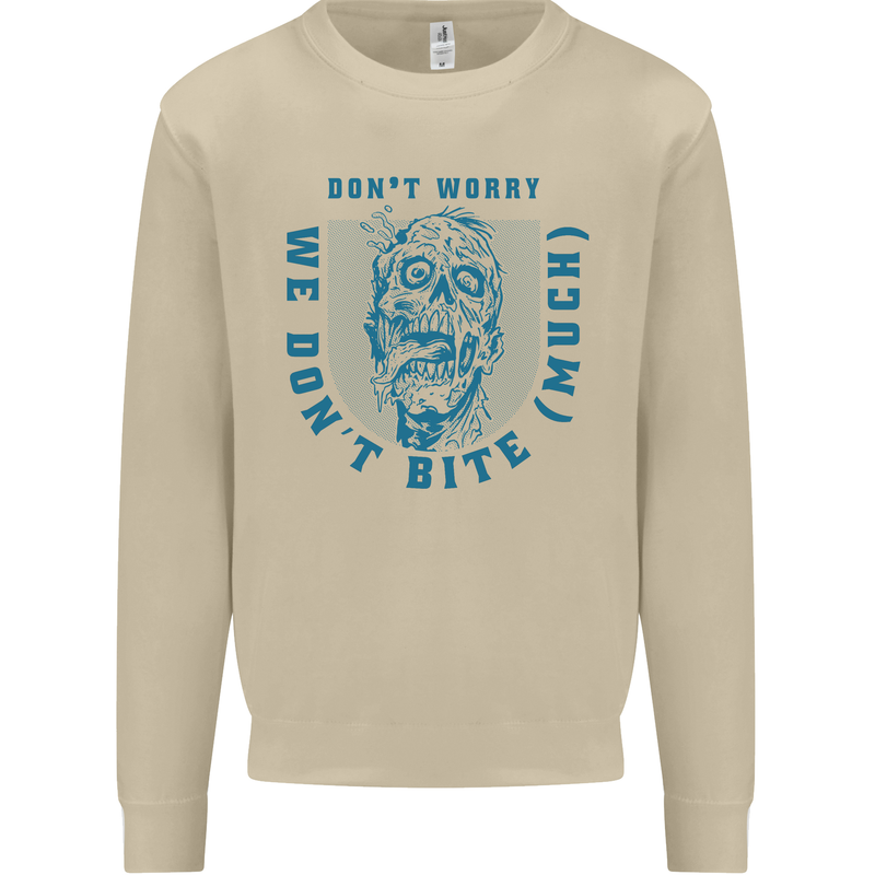 Funny Halloween Zombie We Dont Bite Much Mens Sweatshirt Jumper Sand