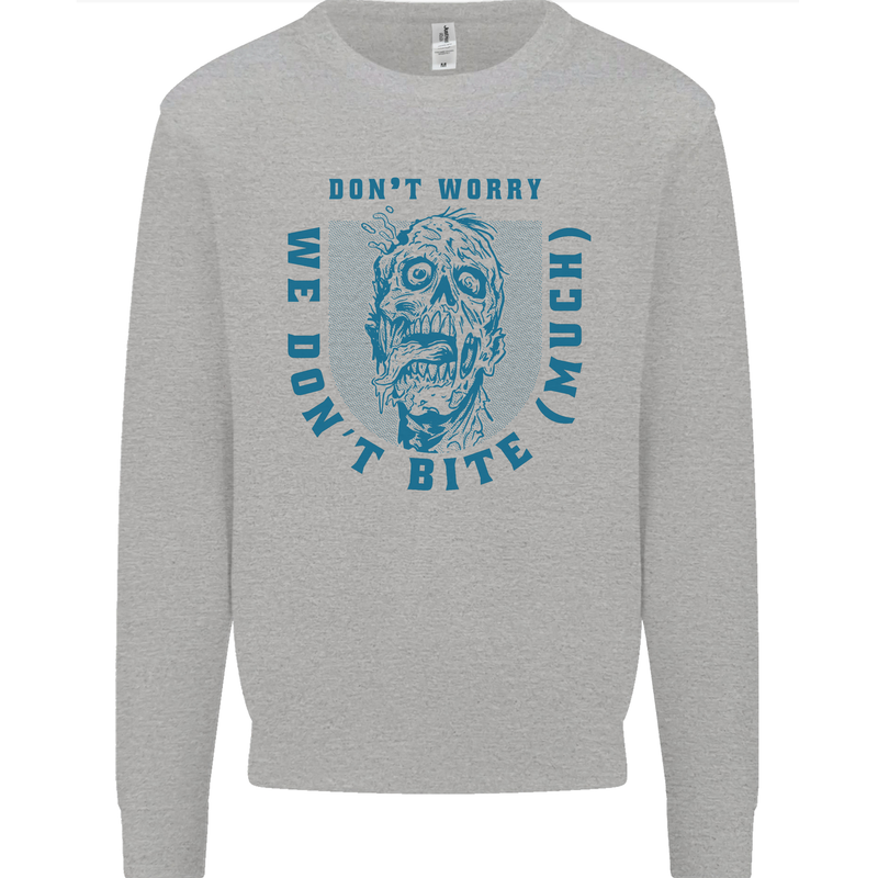 Funny Halloween Zombie We Dont Bite Much Mens Sweatshirt Jumper Sports Grey
