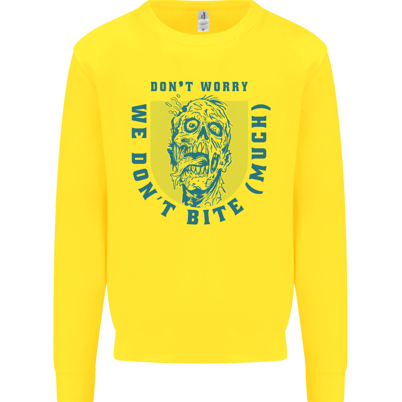 Funny Halloween Zombie We Dont Bite Much Mens Sweatshirt Jumper Yellow