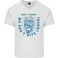 Funny Halloween Zombie We Dont Bite Much Mens V-Neck Cotton T-Shirt White