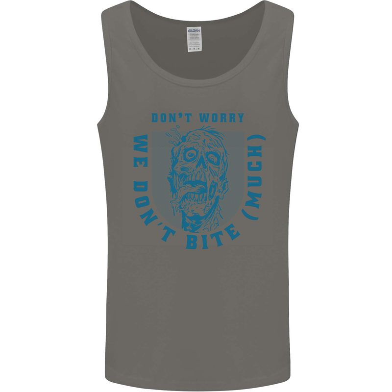 Funny Halloween Zombie We Dont Bite Much Mens Vest Tank Top Charcoal