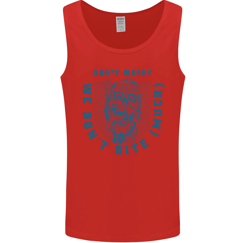 Funny Halloween Zombie We Dont Bite Much Mens Vest Tank Top Red