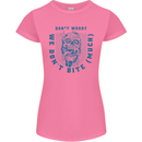 Funny Halloween Zombie We Dont Bite Much Womens Petite Cut T-Shirt Azalea