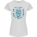 Funny Halloween Zombie We Dont Bite Much Womens Petite Cut T-Shirt White