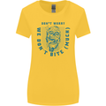Funny Halloween Zombie We Dont Bite Much Womens Wider Cut T-Shirt Yellow