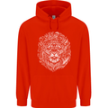 Funny Hipster Lion Childrens Kids Hoodie Bright Red