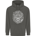 Funny Hipster Lion Childrens Kids Hoodie Storm Grey