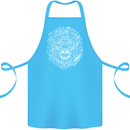 Funny Hipster Lion Cotton Apron 100% Organic Turquoise