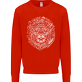 Funny Hipster Lion Kids Sweatshirt Jumper Bright Red