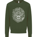 Funny Hipster Lion Kids Sweatshirt Jumper Forest Green