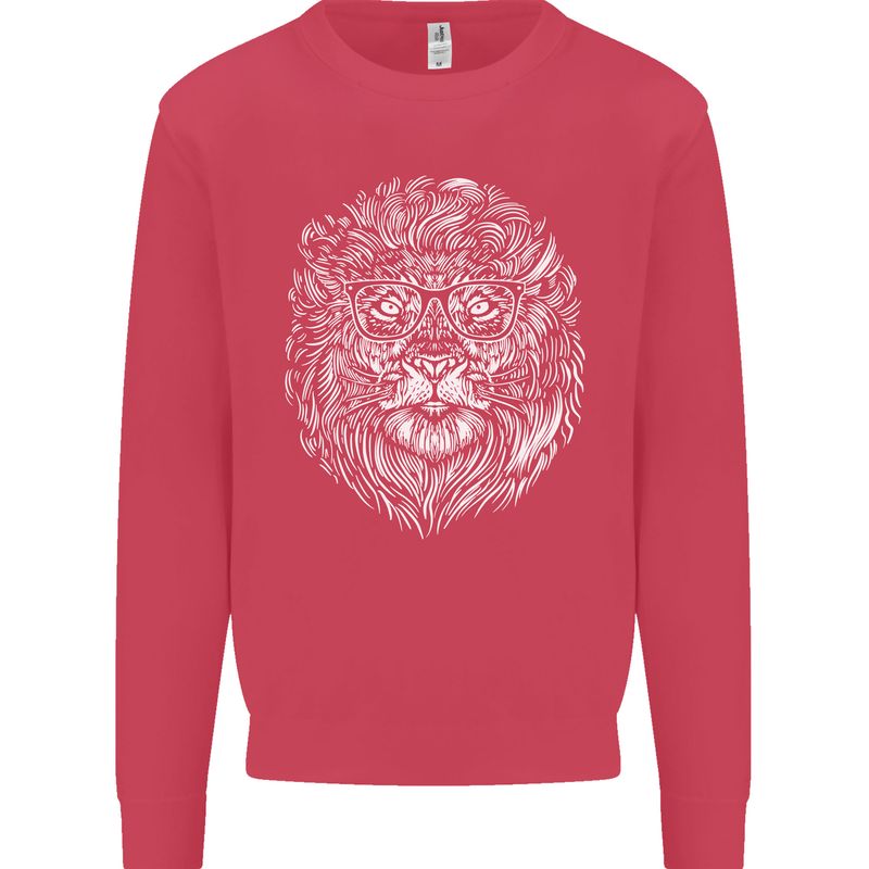 Funny Hipster Lion Kids Sweatshirt Jumper Heliconia