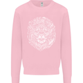 Funny Hipster Lion Kids Sweatshirt Jumper Light Pink