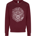 Funny Hipster Lion Kids Sweatshirt Jumper Maroon