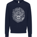 Funny Hipster Lion Kids Sweatshirt Jumper Navy Blue