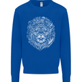 Funny Hipster Lion Kids Sweatshirt Jumper Royal Blue