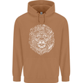 Funny Hipster Lion Mens 80% Cotton Hoodie Caramel Latte
