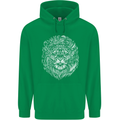 Funny Hipster Lion Mens 80% Cotton Hoodie Irish Green