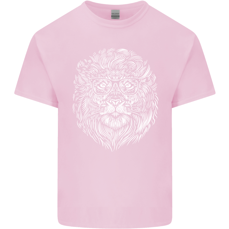 Funny Hipster Lion Mens Cotton T-Shirt Tee Top Light Pink