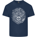 Funny Hipster Lion Mens Cotton T-Shirt Tee Top Navy Blue