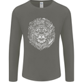 Funny Hipster Lion Mens Long Sleeve T-Shirt Charcoal