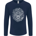 Funny Hipster Lion Mens Long Sleeve T-Shirt Navy Blue