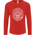 Funny Hipster Lion Mens Long Sleeve T-Shirt Red