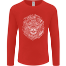 Funny Hipster Lion Mens Long Sleeve T-Shirt Red