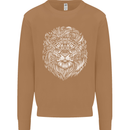 Funny Hipster Lion Mens Sweatshirt Jumper Caramel Latte