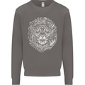 Funny Hipster Lion Mens Sweatshirt Jumper Charcoal