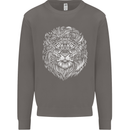 Funny Hipster Lion Mens Sweatshirt Jumper Charcoal