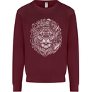 Funny Hipster Lion Mens Sweatshirt Jumper Maroon