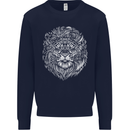 Funny Hipster Lion Mens Sweatshirt Jumper Navy Blue