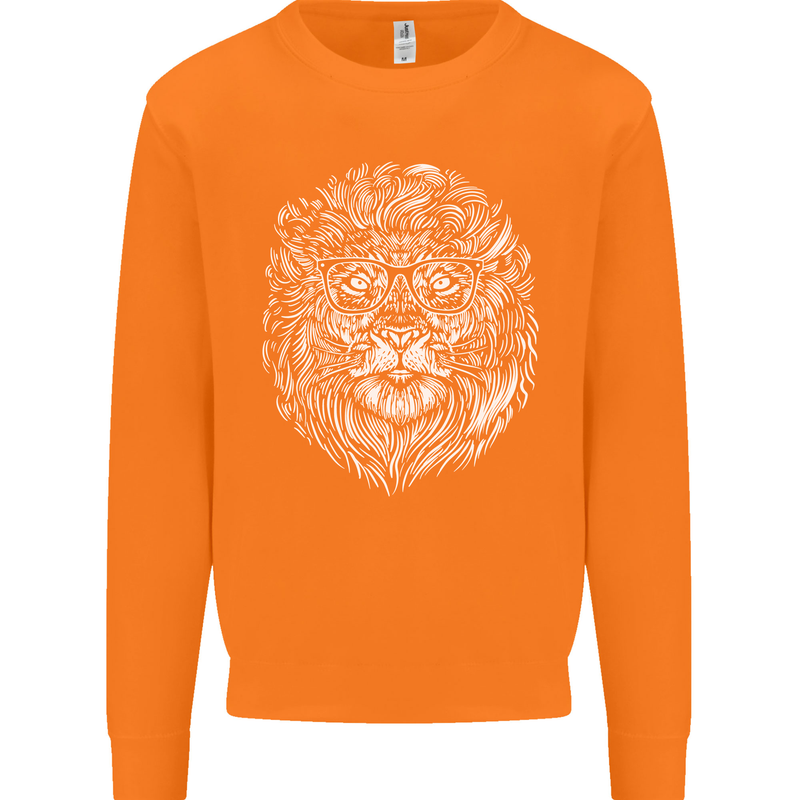 Funny Hipster Lion Mens Sweatshirt Jumper Orange