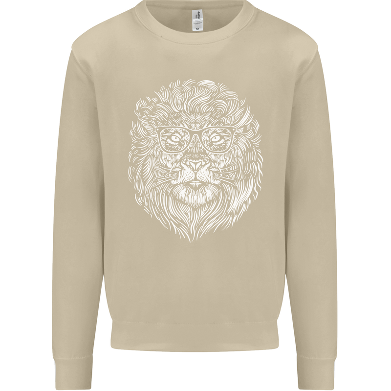 Funny Hipster Lion Mens Sweatshirt Jumper Sand