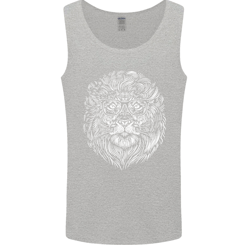 Funny Hipster Lion Mens Vest Tank Top Sports Grey
