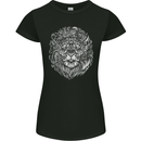 Funny Hipster Lion Womens Petite Cut T-Shirt Black