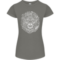 Funny Hipster Lion Womens Petite Cut T-Shirt Charcoal
