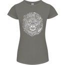Funny Hipster Lion Womens Petite Cut T-Shirt Charcoal