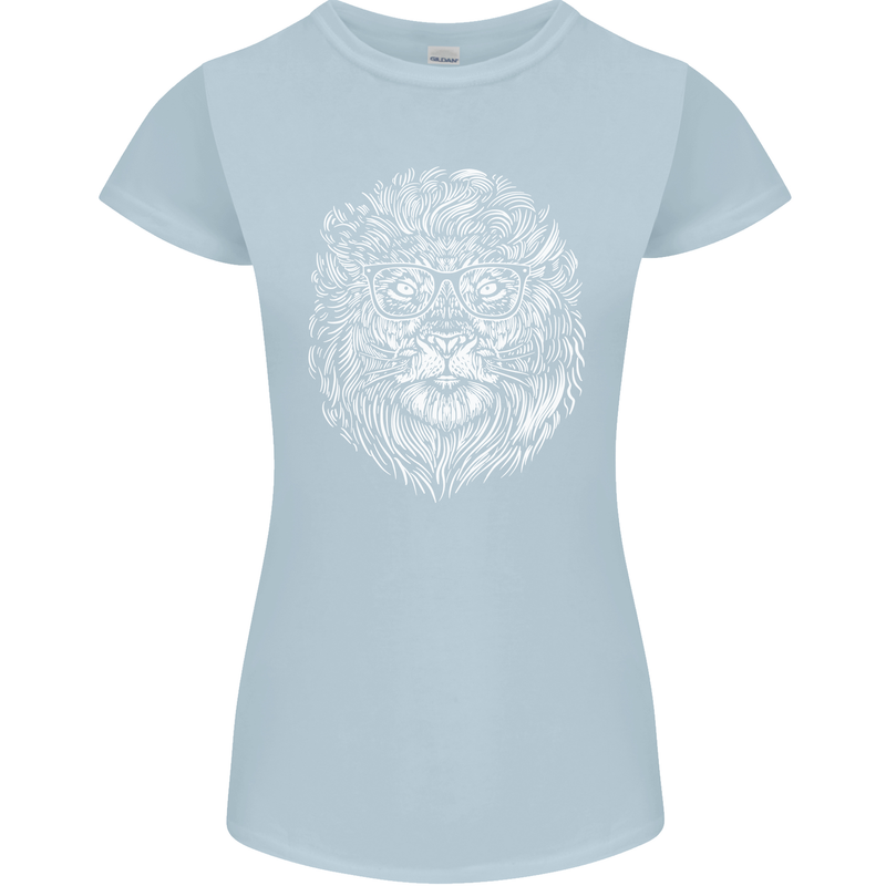 Funny Hipster Lion Womens Petite Cut T-Shirt Light Blue