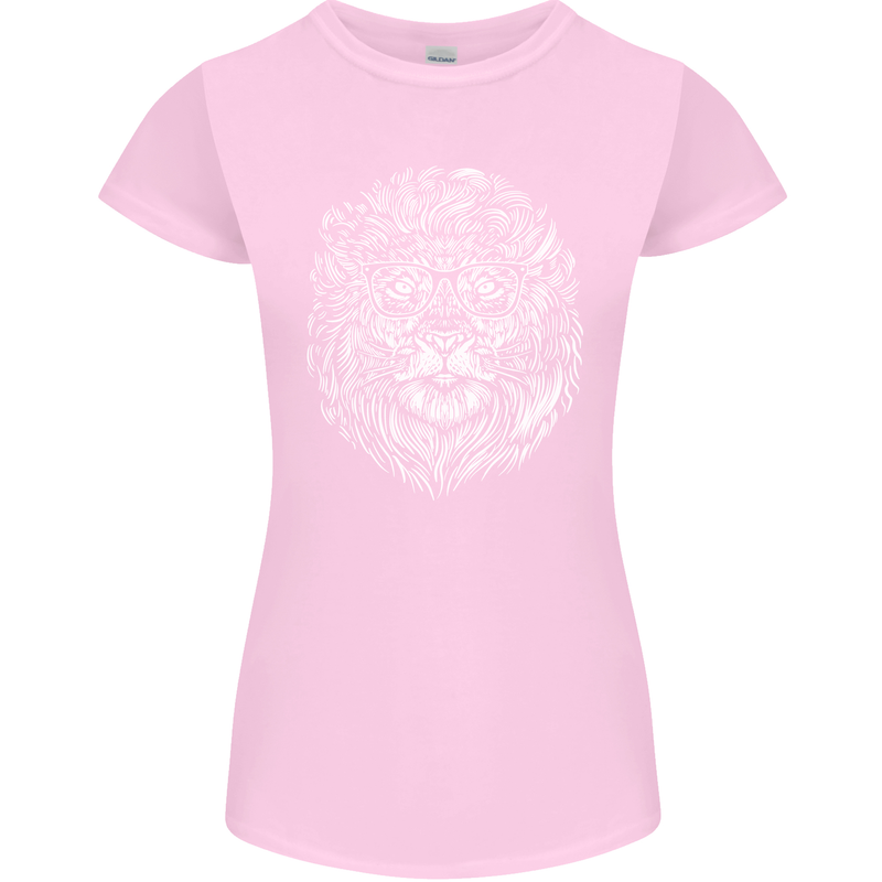 Funny Hipster Lion Womens Petite Cut T-Shirt Light Pink