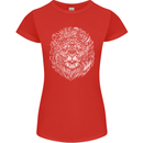 Funny Hipster Lion Womens Petite Cut T-Shirt Red