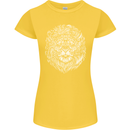 Funny Hipster Lion Womens Petite Cut T-Shirt Yellow