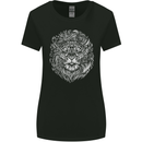 Funny Hipster Lion Womens Wider Cut T-Shirt Black