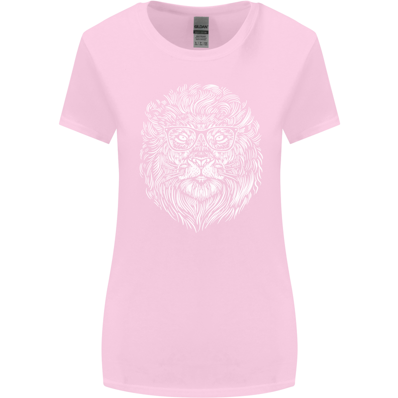 Funny Hipster Lion Womens Wider Cut T-Shirt Light Pink