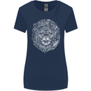 Funny Hipster Lion Womens Wider Cut T-Shirt Navy Blue