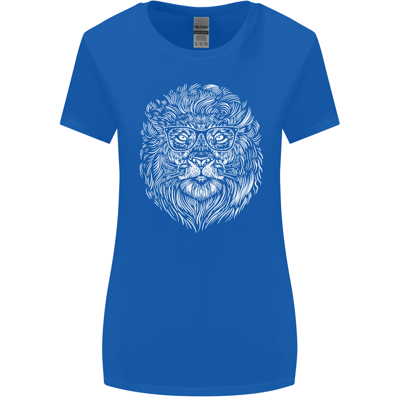 Funny Hipster Lion Womens Wider Cut T-Shirt Royal Blue