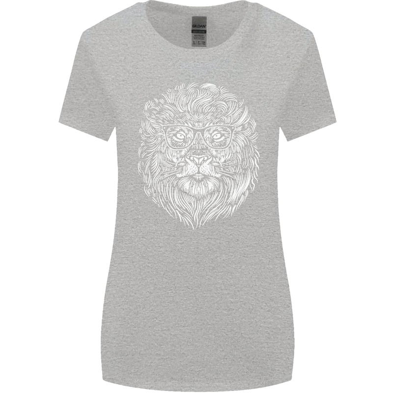 Funny Hipster Lion Womens Wider Cut T-Shirt Sports Grey