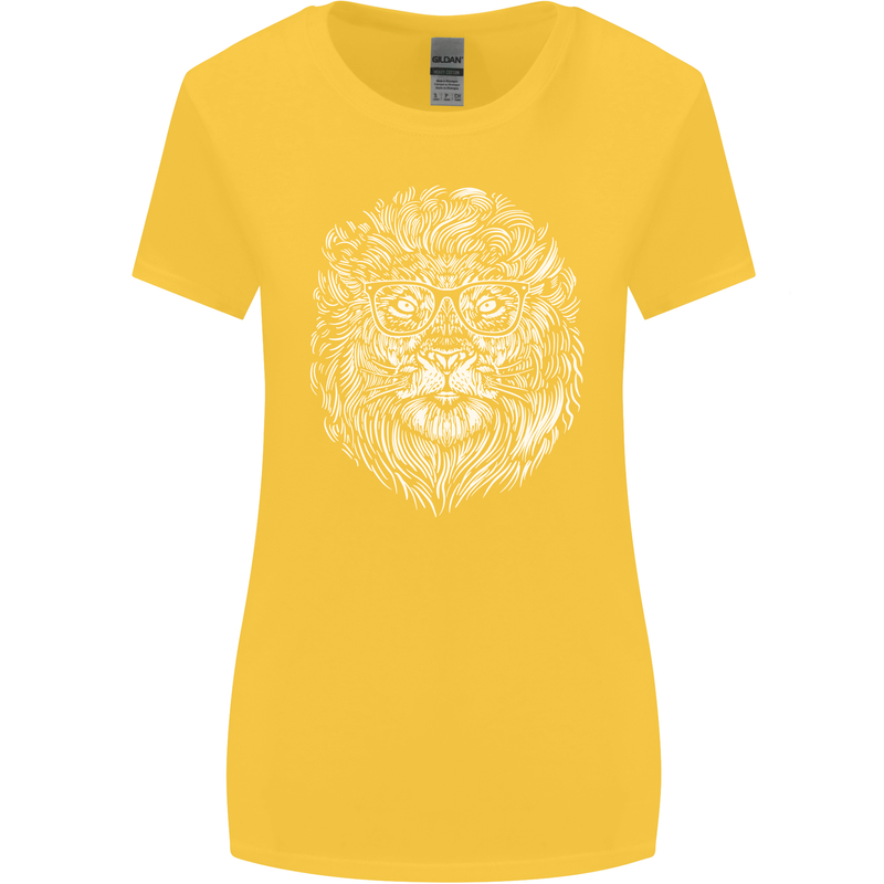 Funny Hipster Lion Womens Wider Cut T-Shirt Yellow