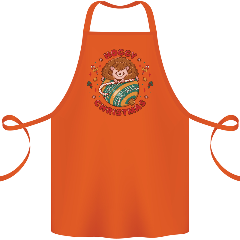 Funny Hoggy Christmas Hedgehog Cotton Apron 100% Organic Orange