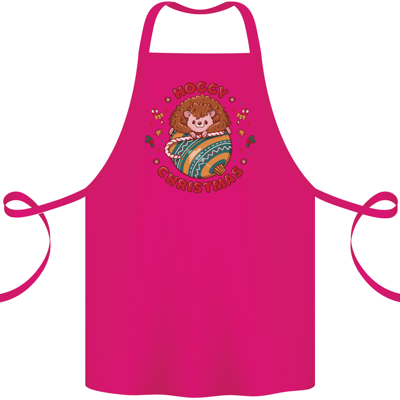 Funny Hoggy Christmas Hedgehog Cotton Apron 100% Organic Pink